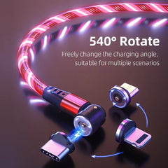 540 Rotate Luminous Magnetic Cable 3A Fast Charging